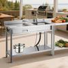 Stainless Steel Utility Sink, Rolling Single Bowl Commercial Kitchen Sink with Drawer, Faucet and Hot & Cold Water Pipe, Utility Basin for Garage,