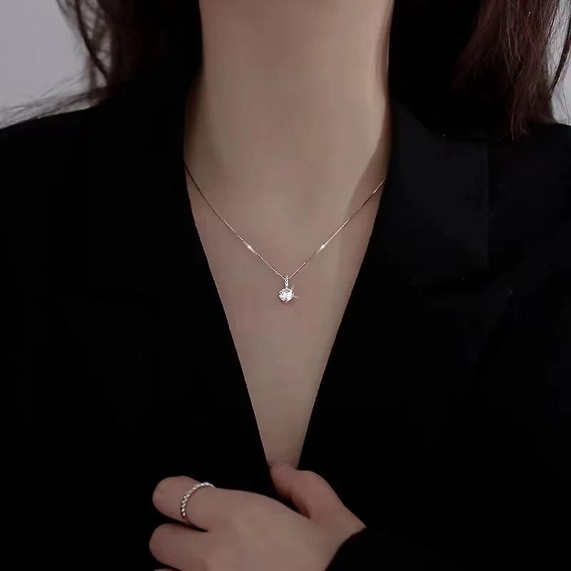 New Fashion Round Zircon Necklace Minimalist Style Charm Choker Pendant Party Gift For Women's Fine Jewelry