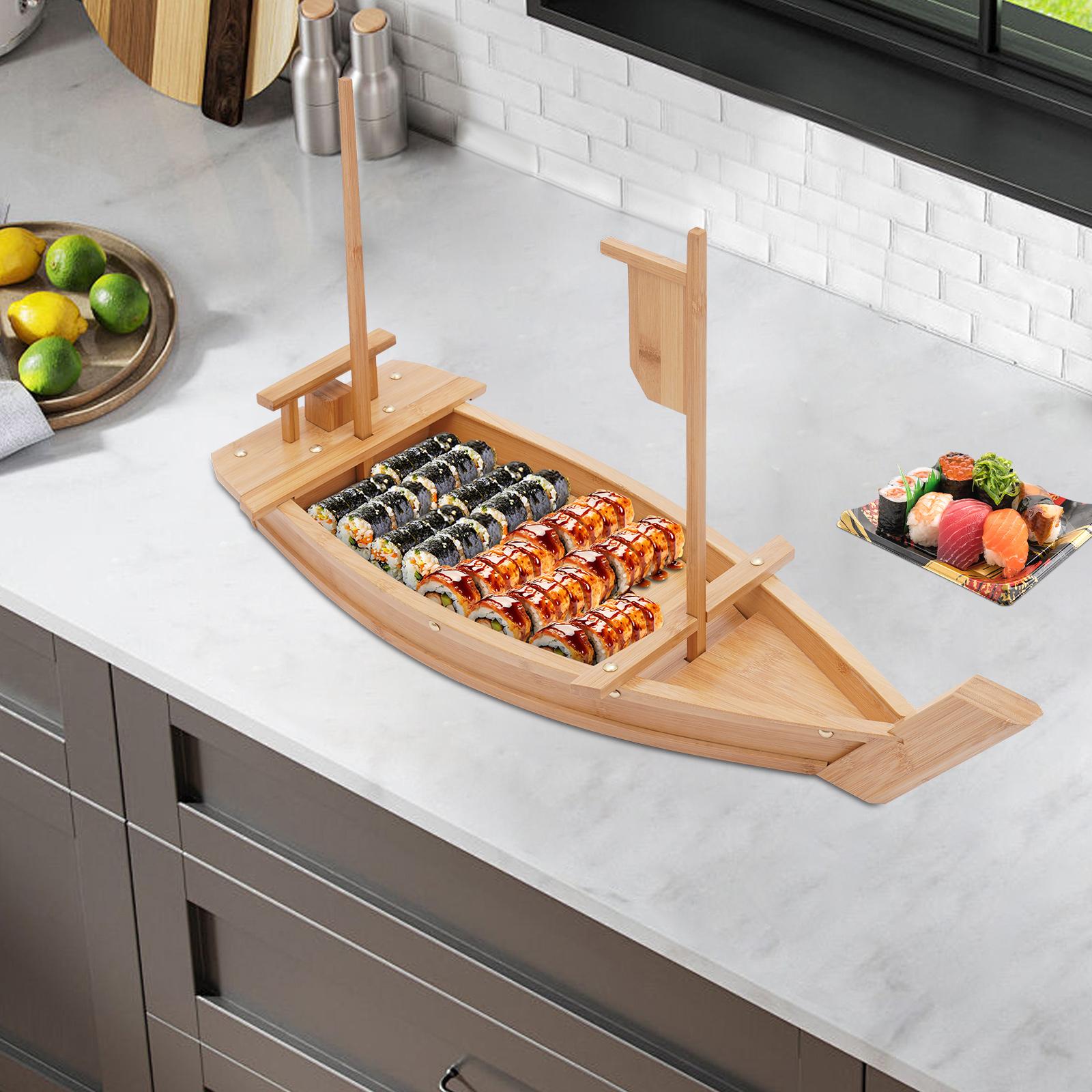 28in Bamboo Sushi Boat Serving Tray, 70cm Log Color Assembly Required Sushi Boat Serving Tray for Business or Personal Parties