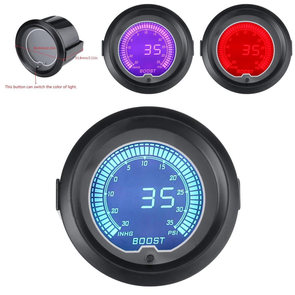 Automotive Turbo Pressure Monitor 52mm Digital Lcd Boost Gauge For Car Enthusiasts