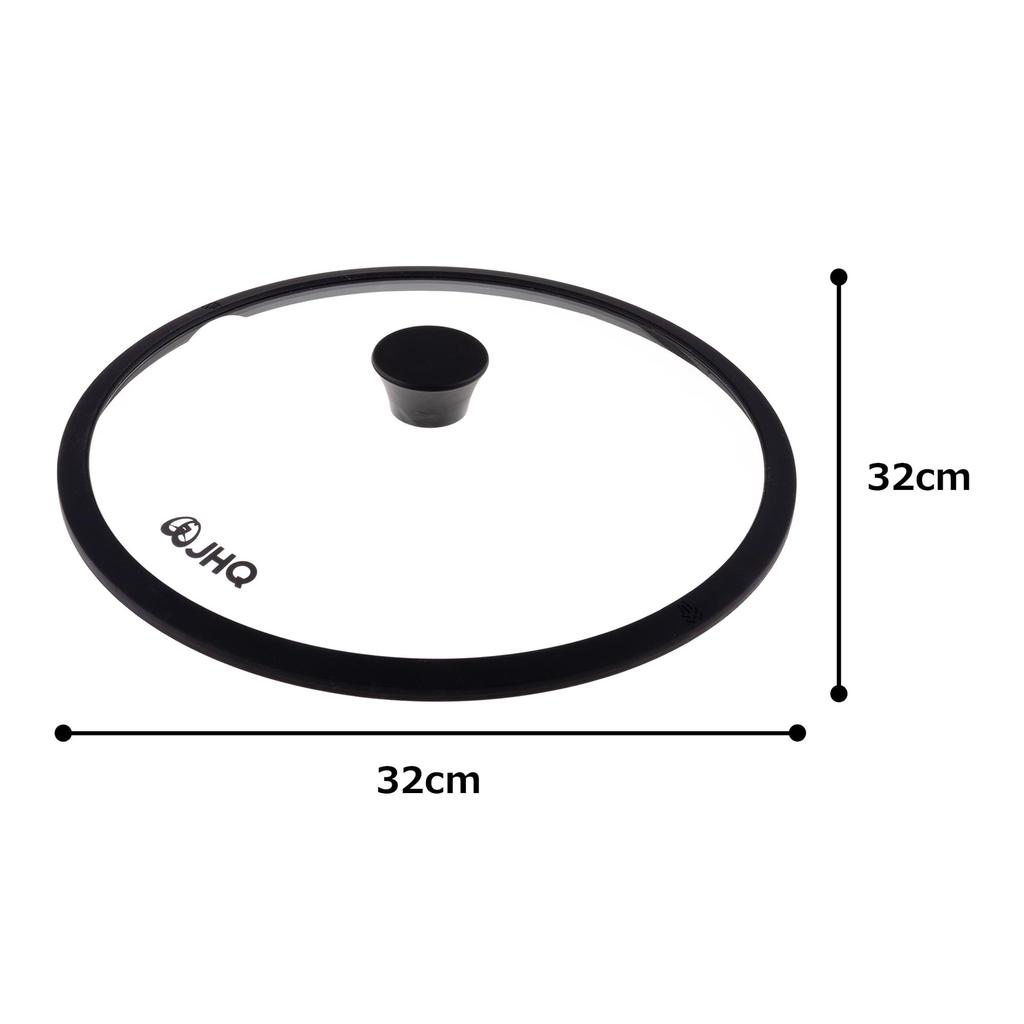 JHQ Authentic Genuine Glass Dome Transparent Grill Pan Lid for Outdoor Camping and BBQs Multi-Griddle Lid, Lid, Heat-Resistant, Lightweight, (33cm)