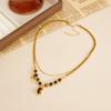 Maillard Style Tiger Eye Stone Pendant Y-shaped Thin Chain Sweater Necklace Women's Fashion Adjustable Rope Chain Daily Jewelry