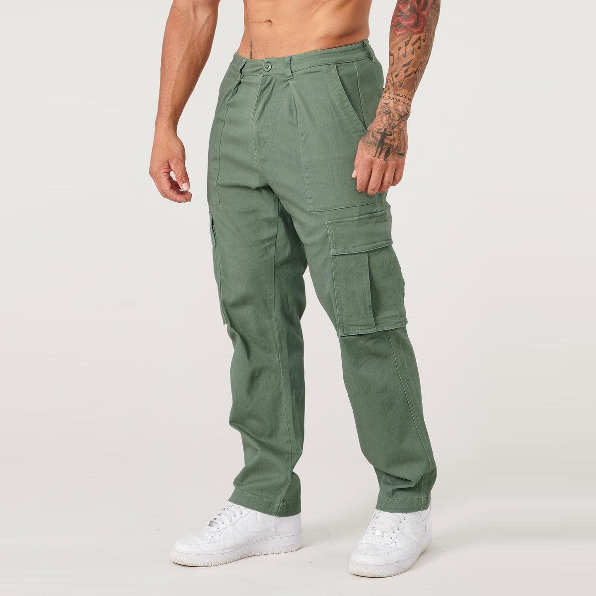 

Men s Autumn Patchwork Cargo Pants with Large Pockets - Casual, Solid Color, Loose Fit, Small Leg Style XL армія зелений колір