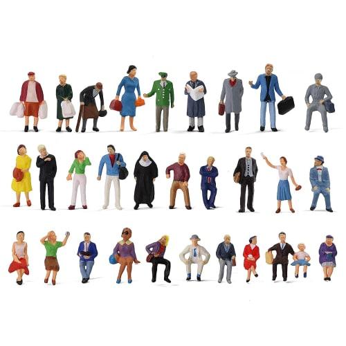 Scenery Collection, 1:87 Scale Painted Figures, 30 Pieces, for Miniature Gardens, Decorations, Railway Models, Building Models, Dioramas, P8721