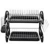 Multifunctional Dual Layers Bowls & Dishes & Chopsticks & Spoons Collection Shelf Dish Drainer Black Kitchen Furniture