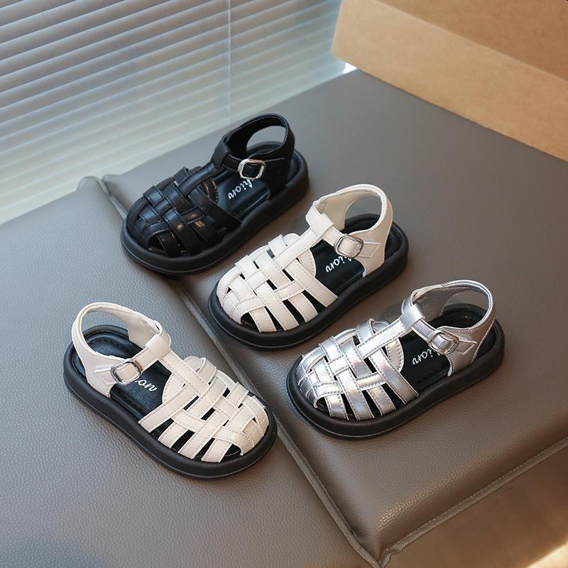Children's Bag Head Sandals 2025 Summer New Children's Anti-kick Thick-soled Hollow Roman Shoes Girls Casual Beach Shoes