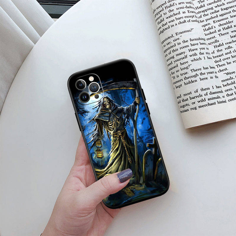 JO60 Grim Reaper Skull Phone Case for Samsung A35 A25 A24 A15 A05S A05 M55 M35 M15 A06 A16 A02 A12 A13 A10 A20 A30 A22 A31 A32 A33 A41 A42 A50