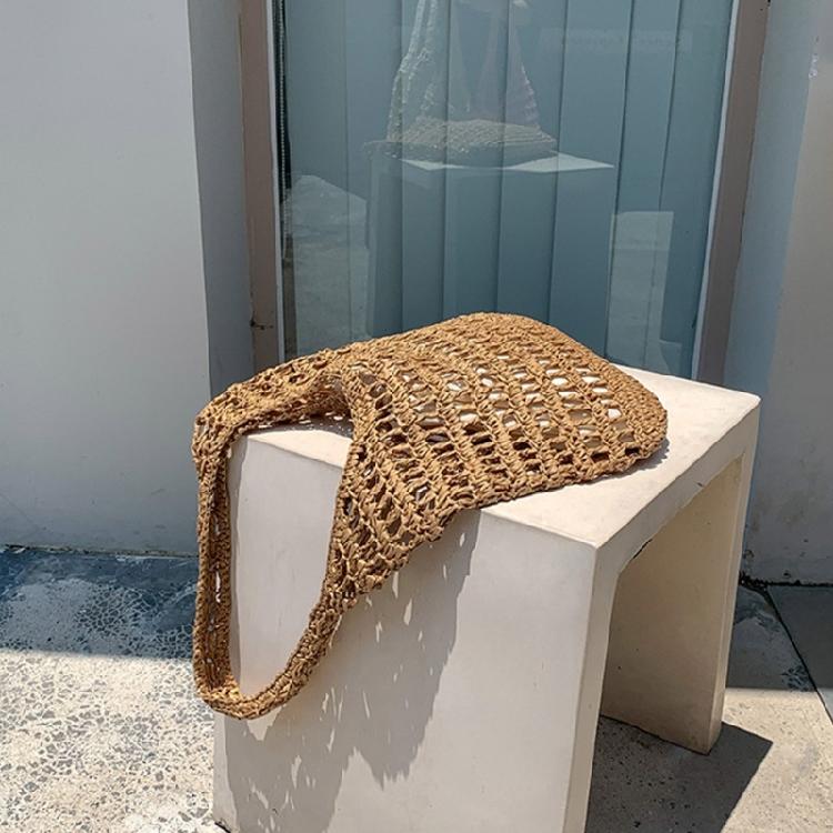 Women Straw Bag Hollow Tote Bag Shoulder Bag Fashion Shopping Bags Handbag
