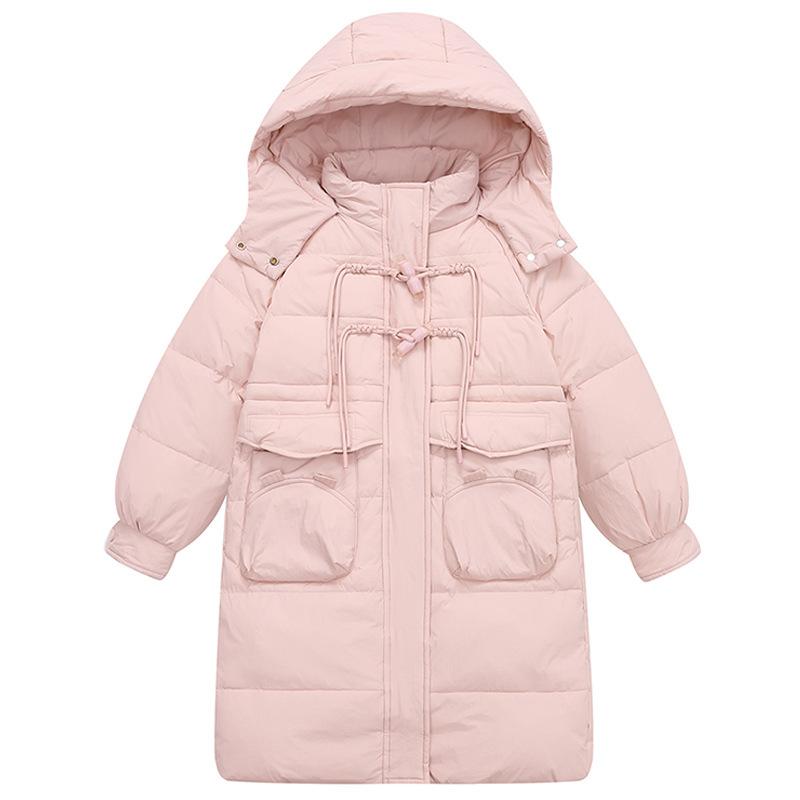 Piumino da Ragazza Lunghezza Media con Cappuccio Invernale Ispessito Caldo Cappotto per Ragazze
