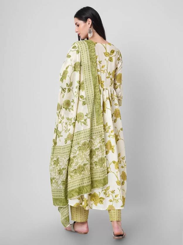 Indisches Damen-Set aus Baumwollmischung, Kurta, Hose, Dupatta, Partykleidung, Designer-Top, Tunika, Kurti, Salwar Anzug