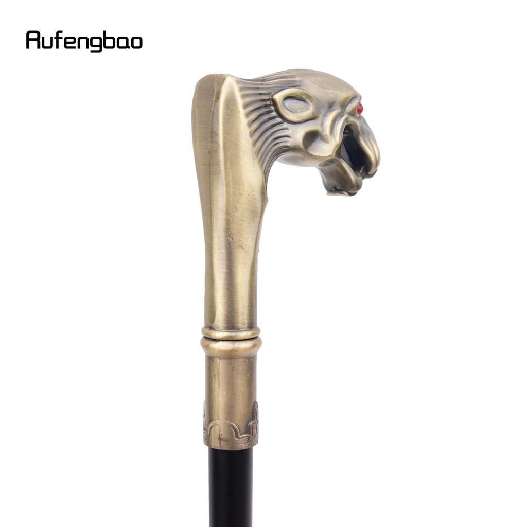 Copper Leopard Red Eye Luxury Fashion Cosplay Walking Stick Party Decorative Cane Elegant Crosier Knob Stick 92cm