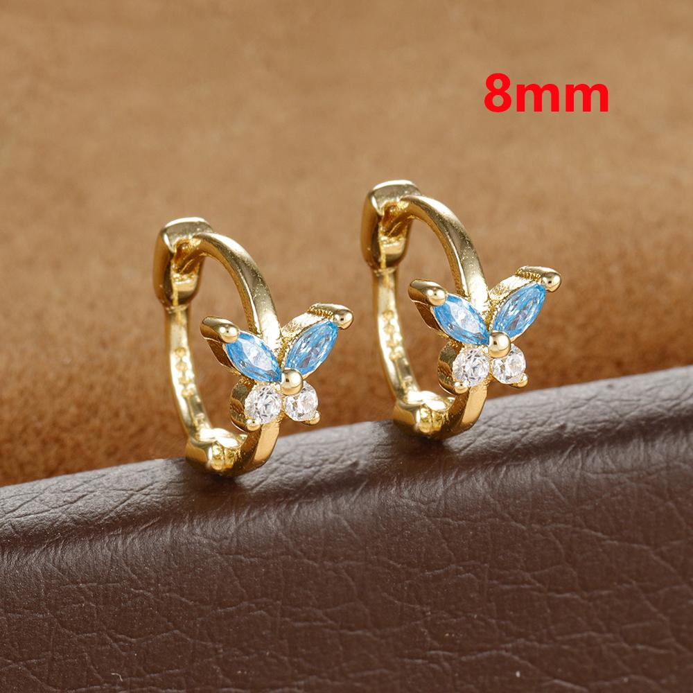 Stainless Steel Zircon Butterfly Minimal Hoop Earrings Small Gold Plated Huggie Earring Ear Buckle Cartilage Piercing Jewelry