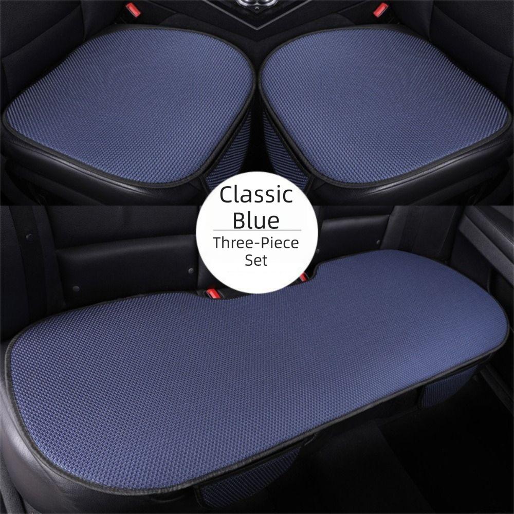 Cool Breathable Fabric Three-Piece Set Universal Car Seat Cushion Main Driver Seat синий
