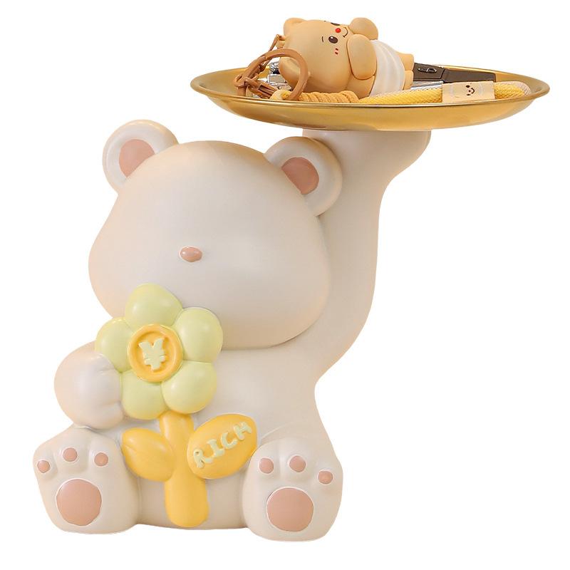 Kreativer Niedlicher und Reichhaltiger Blumenbär Eingang Schlüsselaufbewahrung Harzornamente Desktop Wohnzimmer Dekoration Einzugsgeschenk