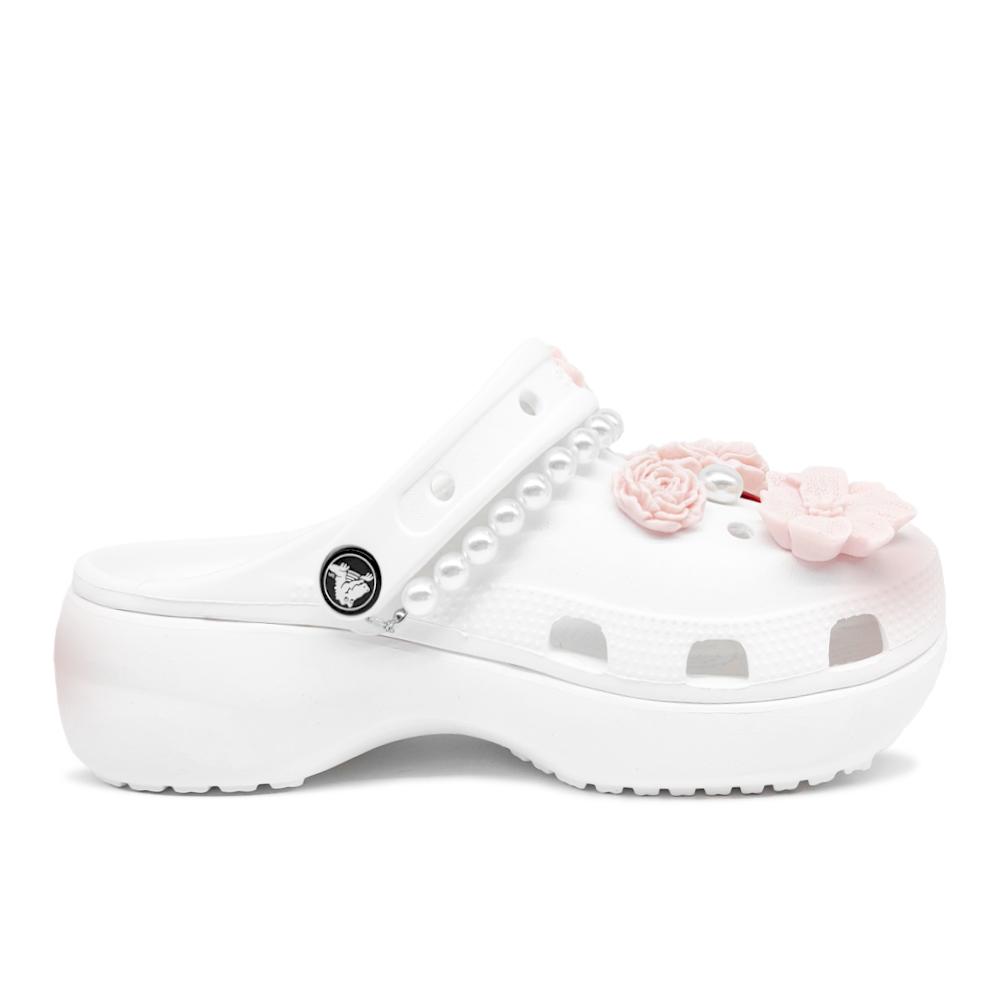 Crocs Classic Platform Clog Qingshan Pearl Pink Camellia Versatile Cloud Fashion Casual Hole Shoes Women's Pink White