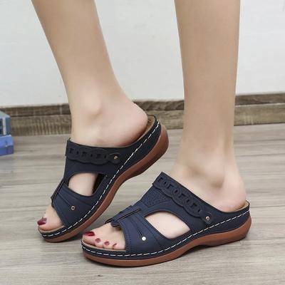 2024 New Fashion Hot Selling Women's Slippers Open Toe Comfortable Wedge Women's Shoes Beach Leisure Zapatillas Mujer