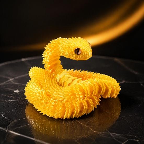 Movable Joints Snake Figurine 3D Printed Articulated Toy, Flexible Jointed Statue Figurine, Realistic Fidget Toy for Desk Decor