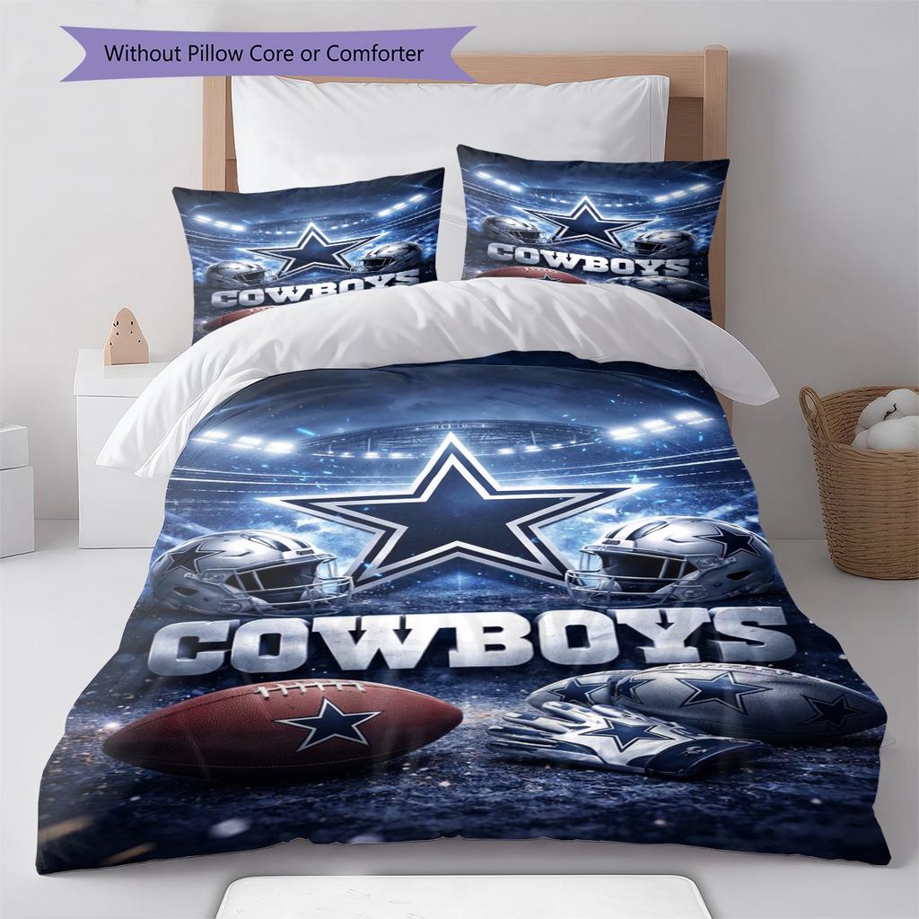 Dallas Cowboys Pattern Bedding Set Quilt Cover Pillowcase Home Decor Gift (1 * duvet cover + 2 * pillowcase, without core)