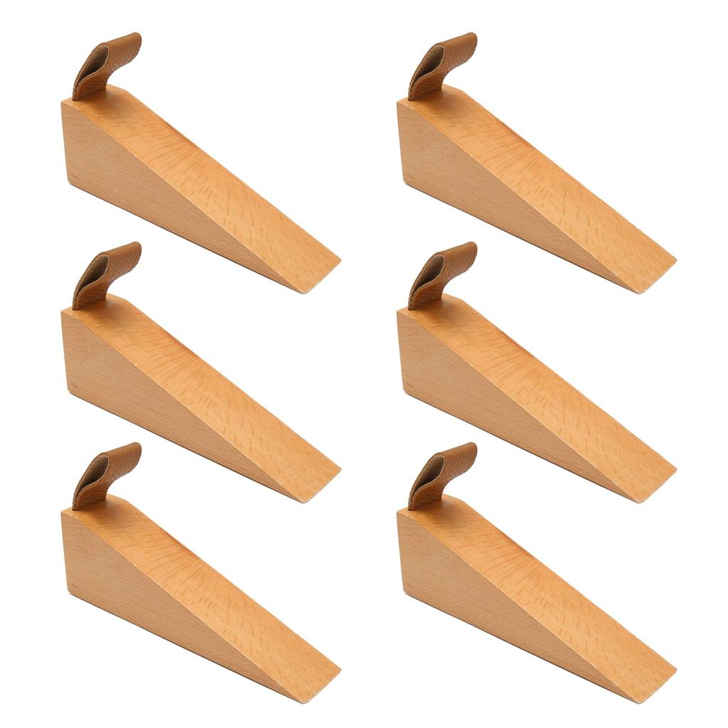 6pcs Door Stopper Wedge Polished Glossy Compact Wooden Firefighter Door Stopper for Home Apartment
