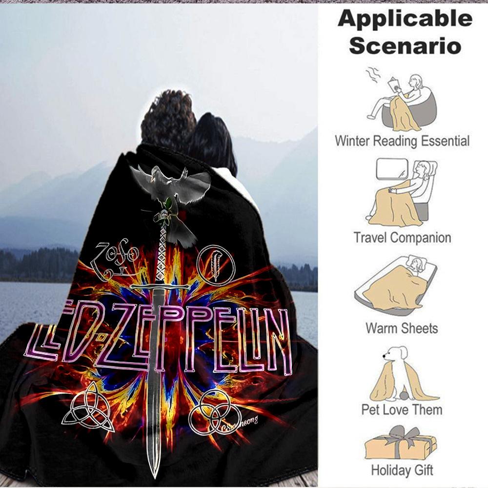 1 ks LED ZEPPELIN Deky Měkké Teplé Celoroční Přehoz na Pohovku, Postel, Auto, Kancelář Živé Barevné Provedení, Odolný & Útulný Dárek