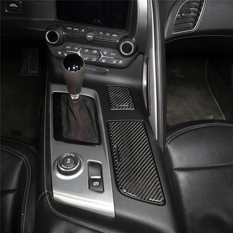 Painel de Adesivo de Cobertura de Acabamento para Porta-Copos do Painel Central de Fibra de Carbono Macia para Carro Adesivos de Acabamento Para Corvette C7 2014--M53K