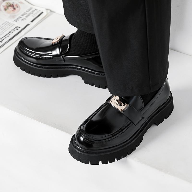 Fashion Men Thick Bottom Mens Slip On Footwear Mens Luxury Brand Loafers Classic Men Shoes for Wedding Leather Fashion Coiffeur Shoes