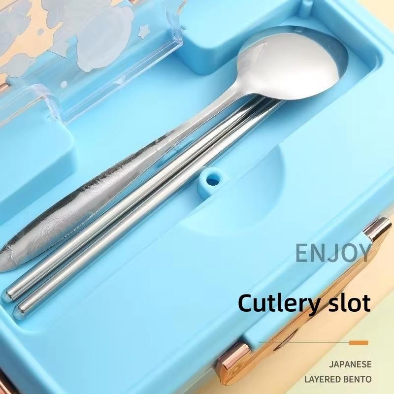 3-Grid Lunch Boxes For Children Portable Kawaii Cute Food Storage Containers Compartment Tuppers Food School Office Workers