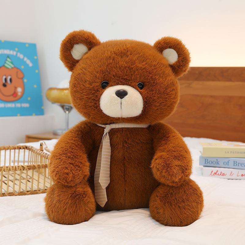 Brown Bear Doll Plush Toy Bow Tie Teddy Bear Doll Grab Machine Doll Sleeping Throw Pillow Birthday Gift Female