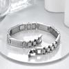 Stainless Steel Geometric Link Bracelet With Crystal Inlay Men Women Fashion OL Style Adjustable Chain Jewelry