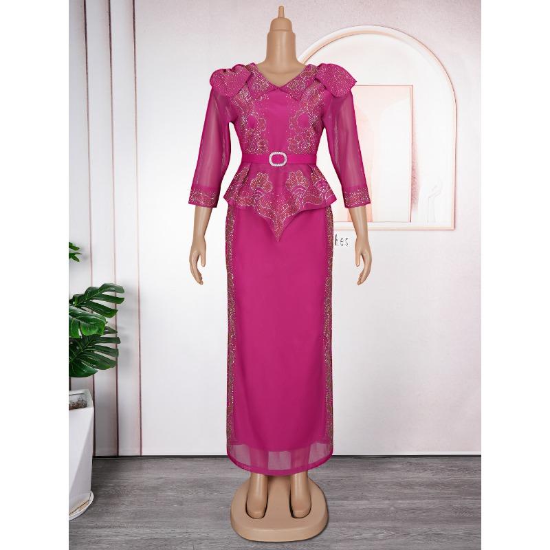 Plus Size Damenmode Hot Diamond Weihnachtsfeier Fake Two Kleider