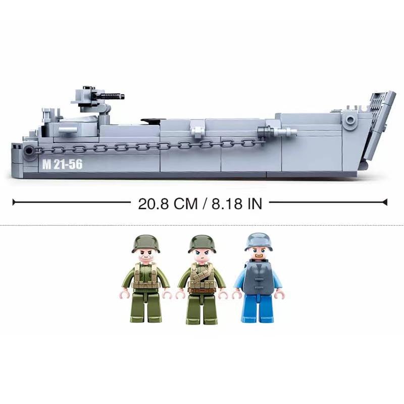 SLUBAN WW II Esercito USA Higgins Landing Craft Nave da Guerra Blocchi da Costruzione Barca Armata Marina Seconda Guerra Mondiale Moc Bricks Modello Classico Giocattolo