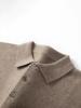 Men's Cashmere Polo Collar Sweater, Solid Color Knitwear, Long Sleeve Button-Up Pullover for Autumn/Winter