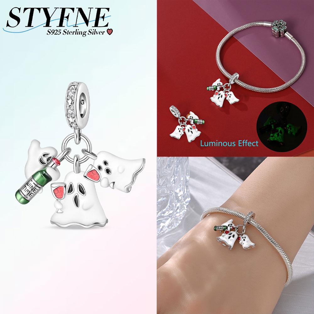 Copper Halloween Skull Bat Pumpkin Boutique Pendant Fit Original Bracelet Charm Beads Necklace Diy Female Jewelry