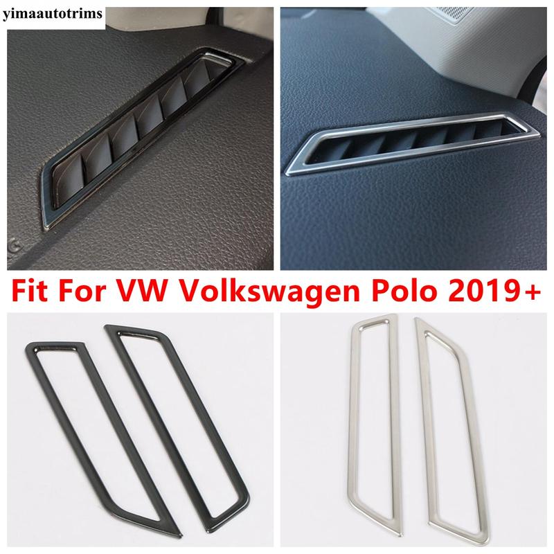 Dashboard Air AC Vent Outlet Frame Stickers Cover Trim For VW Volkswagen Polo - Stainless Steel Accessories Interior