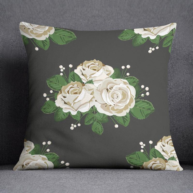Cool Black Wind Black Bottom Flower Series Pillow Decorative Pillow Bedroom Sofa Car Cushion Cover Pillowcase