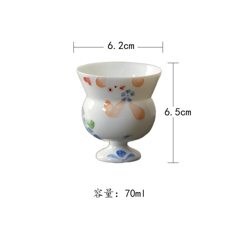 

2pc/lot Hand-painted Rabbit Flower Teacup Vintage Tea Bowl Jug Tea-tasting Smelling Cup Jianzhan Master Cups Teaset Craft 70ml As Your Choose
