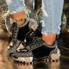 Womens Water Diamond Sports Shoes Crystal Suede Luxury Designer Casual Shoes Thick Soled Non Slip Vulcanized Shoes  Mujer Comfortable Soft Sole Non Sl