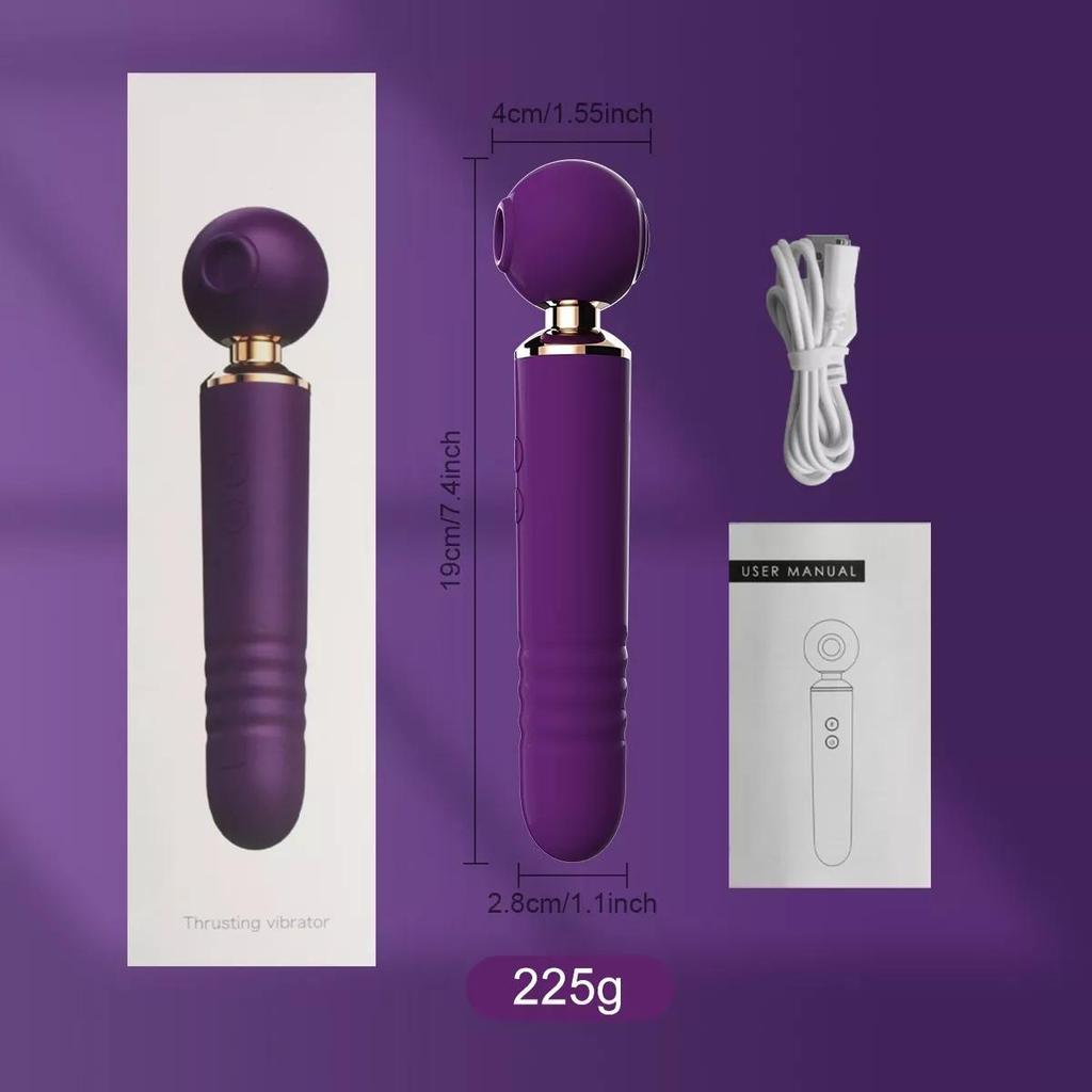 Rechargeable Thrusting Vibrators Powerful Av Magic Wand 3in1 Beating Clitoris G Spot Stimulator Sex Toys Clit Sucker for Women