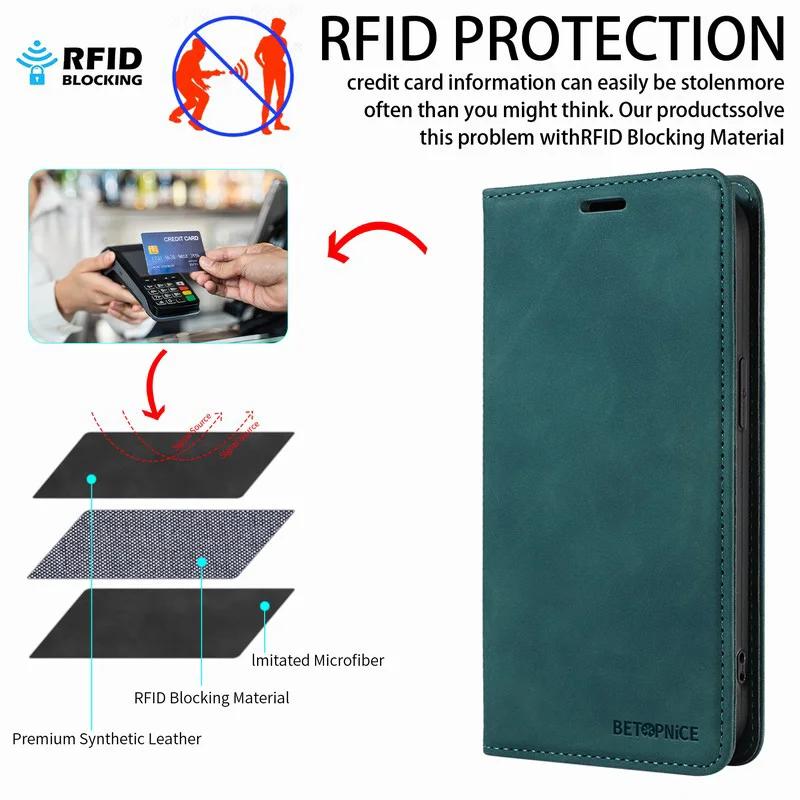 Case Cover For Iphone 15 Pro Max Plus Magnetic Flip Matte Leather Wallet Rfid Protection Luxury Phone Bag For Iphone 15 Pro Max
