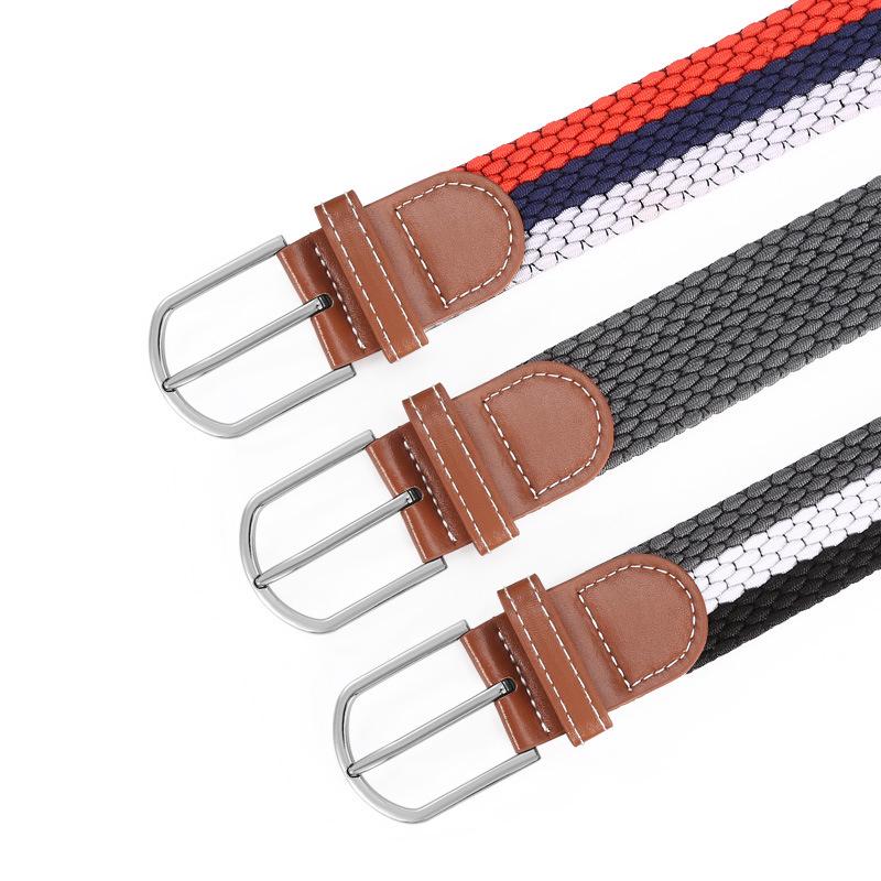 Unisex Casual Stretch Canvas Gürtel mit Leder Dornschließe