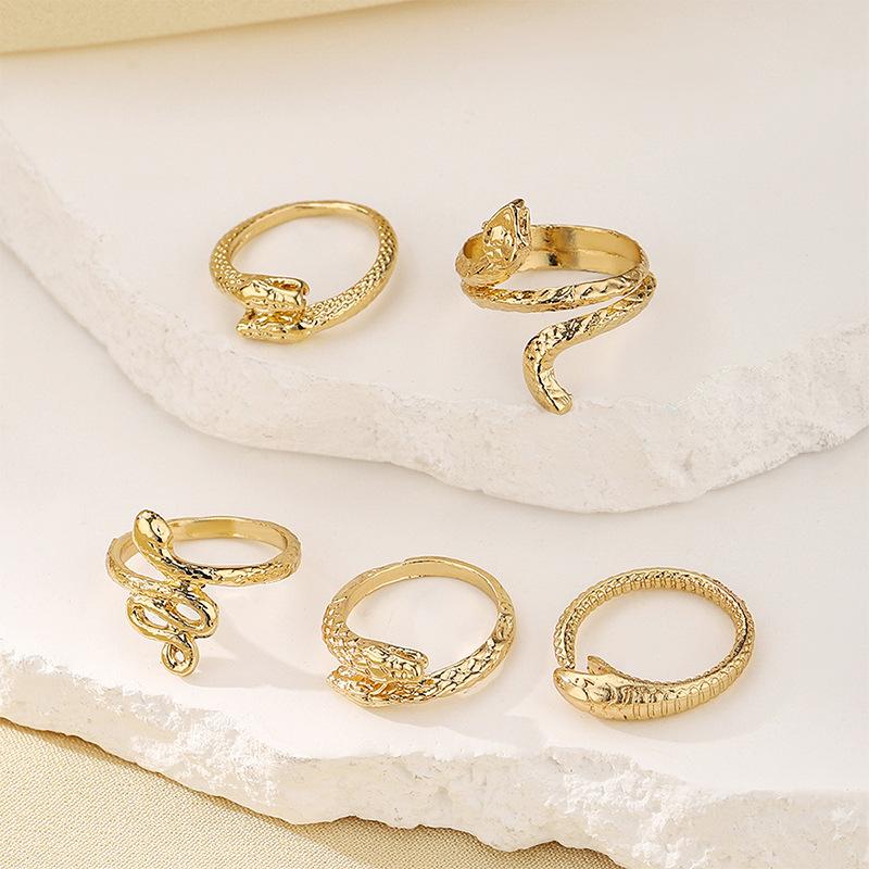 

Горячо продаваемый креативный трендовый модный набор колец со знаком зодиака змея, простой дизайн, ювелирное изделие в виде животного
