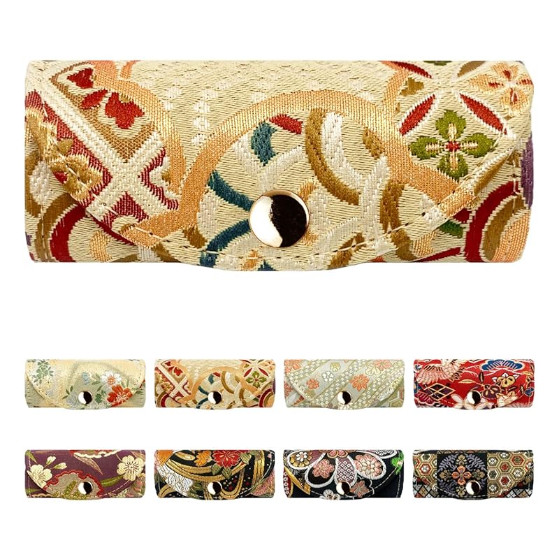 

[leo&aoi] Nishijin textile key case ladies men s 4 consecutive smart key tri-fold key case key key compact key ring 4 key case 4 key hooks Japanese