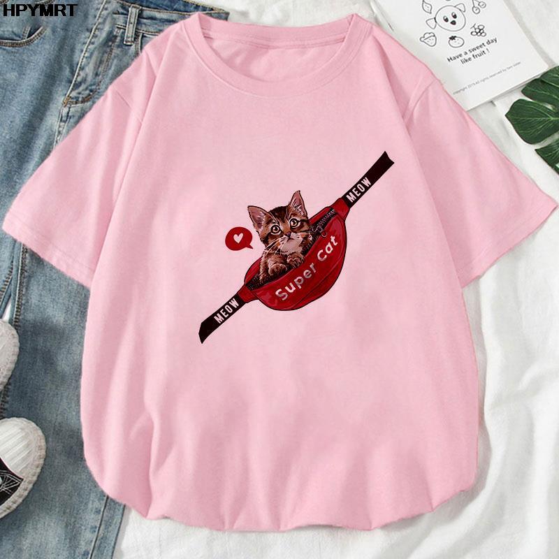 Moda Harajuku Calle de Verano ropa para mujer Camiseta con Estampado de Dibujos animados chica suave acogedora Casual linda manga corta Camisa Kawaii