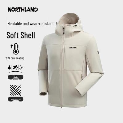 Nuoshilan Herren Outdoor 3-Schichten Fleece Softshell Wanderjacke
