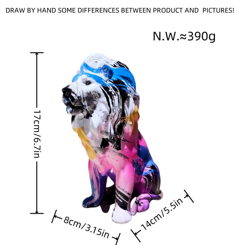 Resin Lion Figurine Decorative Sculpture Office Desk Home Entryway TV Cabinet Stylish Ornament