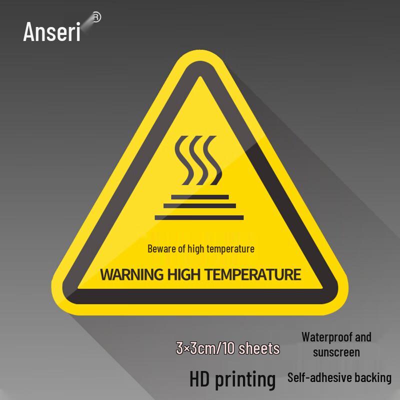 Ansell Industrial Safety Warning Stickers - Beware High Temperature