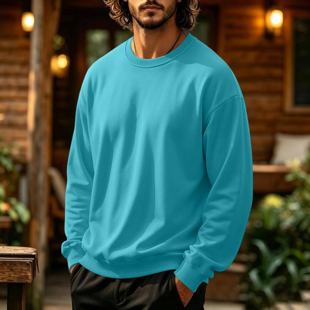 Men's Neck Sweatshirt Color Casual Pullover