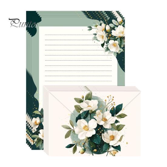 Floral Stationery Set 5Pcs Butterfly Paper Envelope Set, Vintage Writing with Lined Artistic Message Pages, Letter Kit for Letters, Greeting Messages,