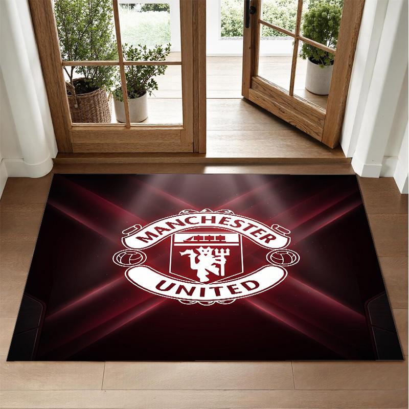 Manchester United FC Design Crystal Velvet Rug Soft Decorative Mat for Bedroom Entrance
