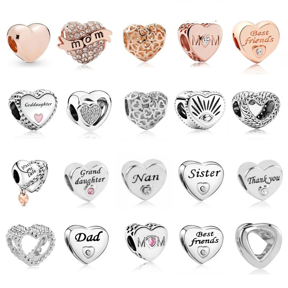 Nan Grand Daughter Best Friend Heart Beads Fits Charm Bracelet&Bangle DIY Women Jewelry Making